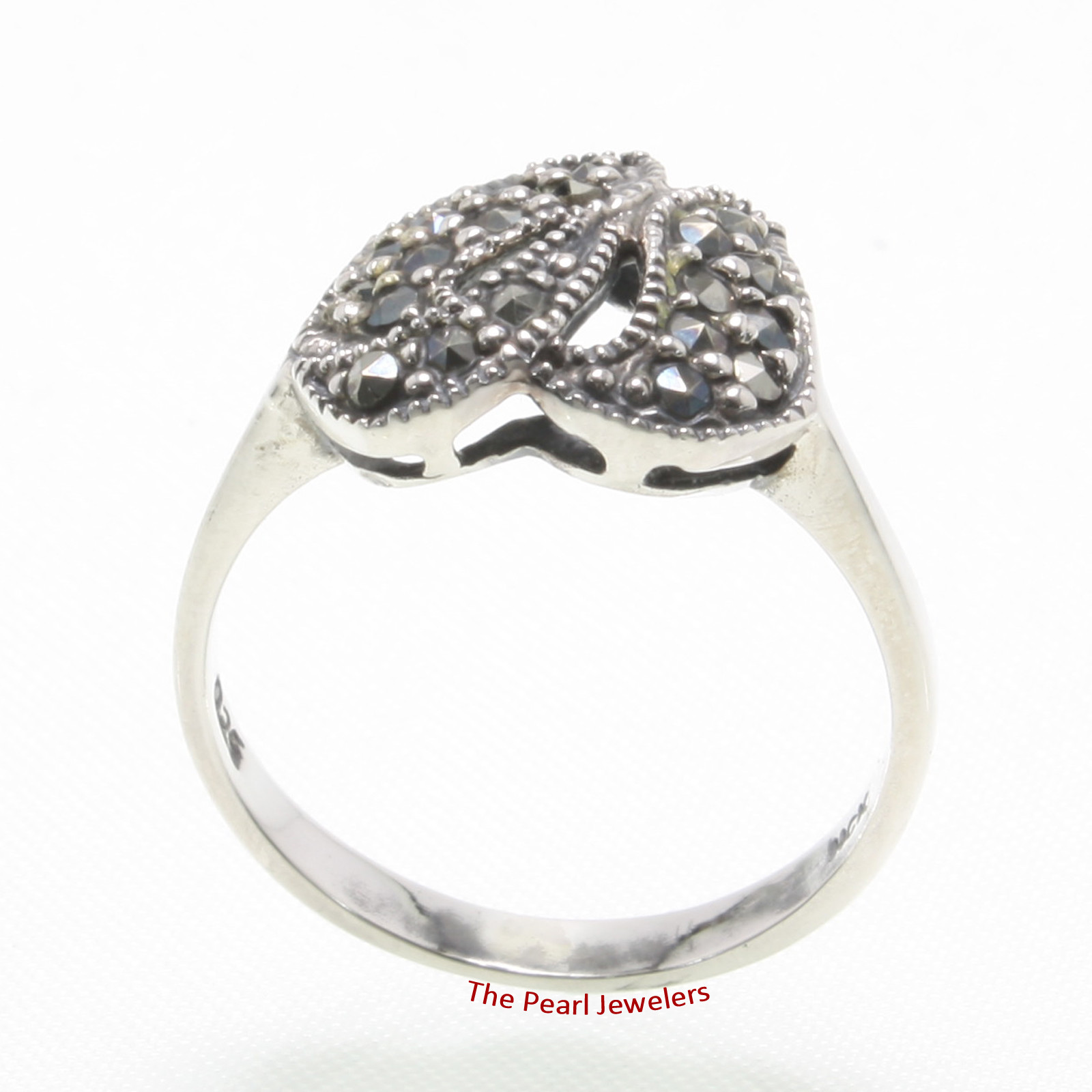 Sterling Silver Double Flame Marcasite Ring