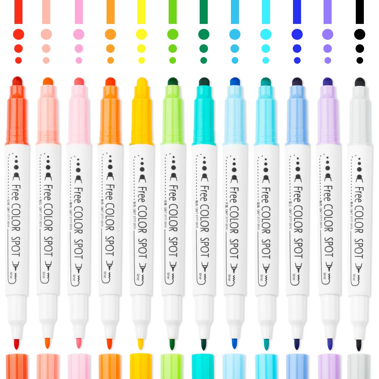 NiArt 12-Color Dual Tip DOT Markers - 1 Count (Pack of 12), 12 Colors-Dot