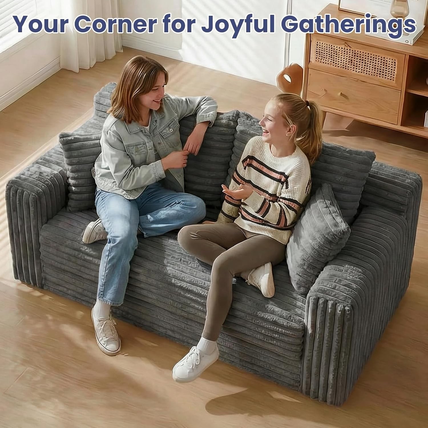 3-in-1 Convertible Sofa Bed Boneless Loveseat Sleeper & Folding Couch Bed W/ 4