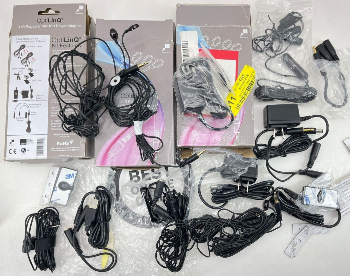Sonance OptiLinQ 4 IR Repeater Kit/USB Power Adaptor LOT OF 3 INCOMPLETE, PARTS