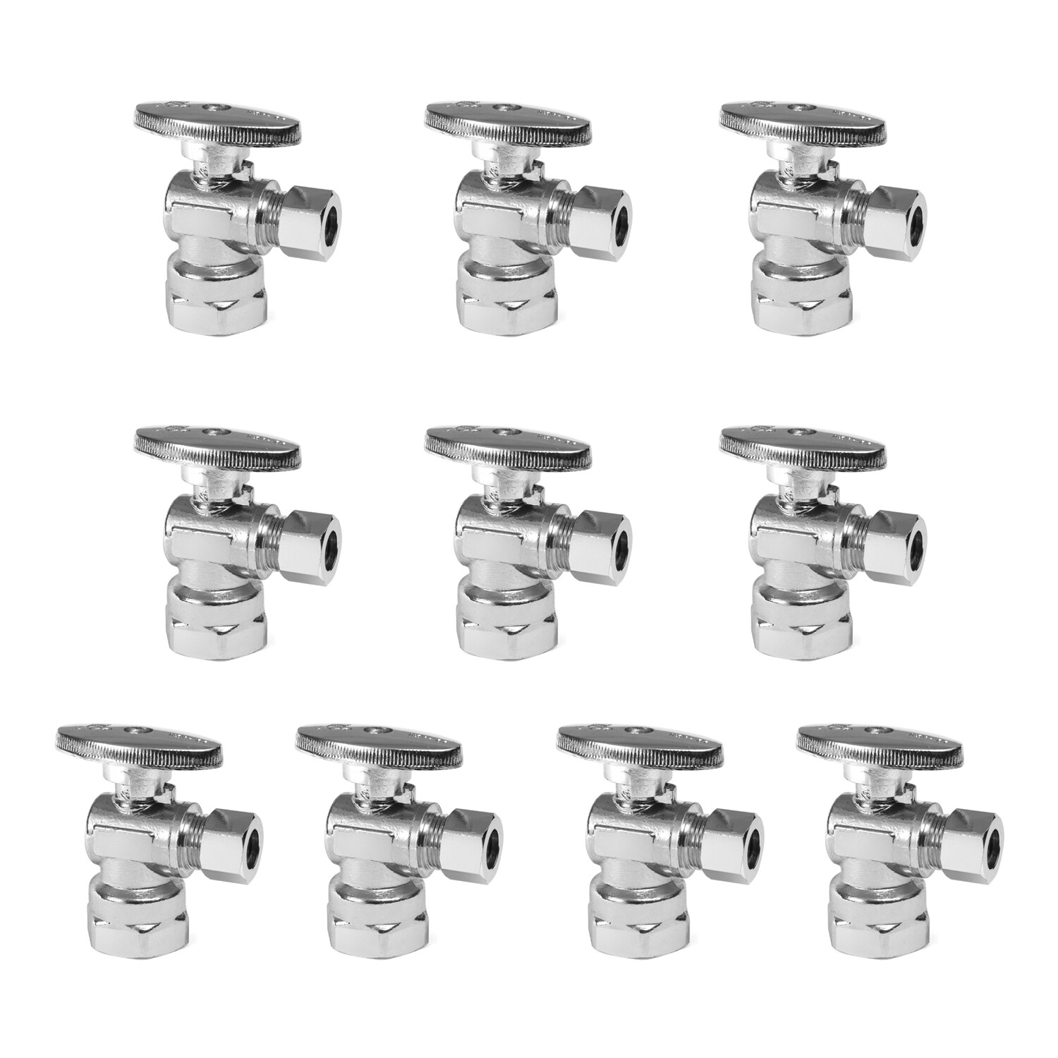 EFIELD 10 PCS 1/2" FIP X 3/8" OD 1/4 Turn  Compression Angle Stop Valve