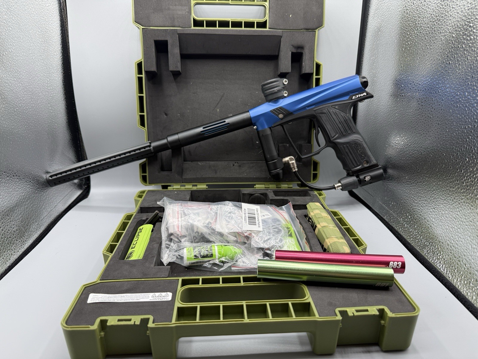 Planet Eclipse ETHA 1 Paintball Marker Blue W/ Case Tested + Whacko Barrel