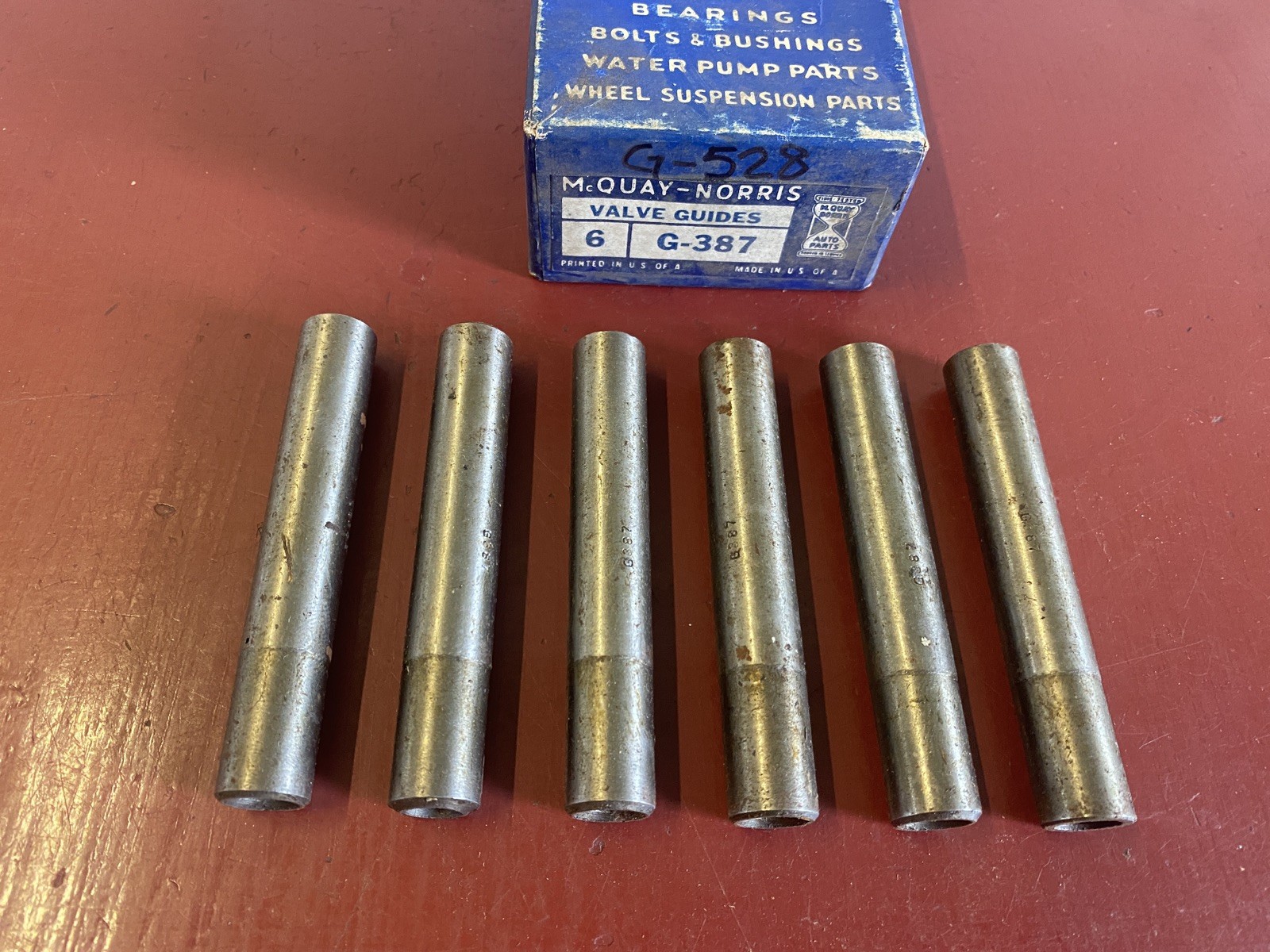 1941 - 1953 CHEVROLET 6-CYL SET (6) VALVE GUIDES INTAKE G-387 NORS