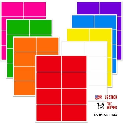Ooustate Multicolored Labels - Removable Stickers for 3"x2" - Multicolored