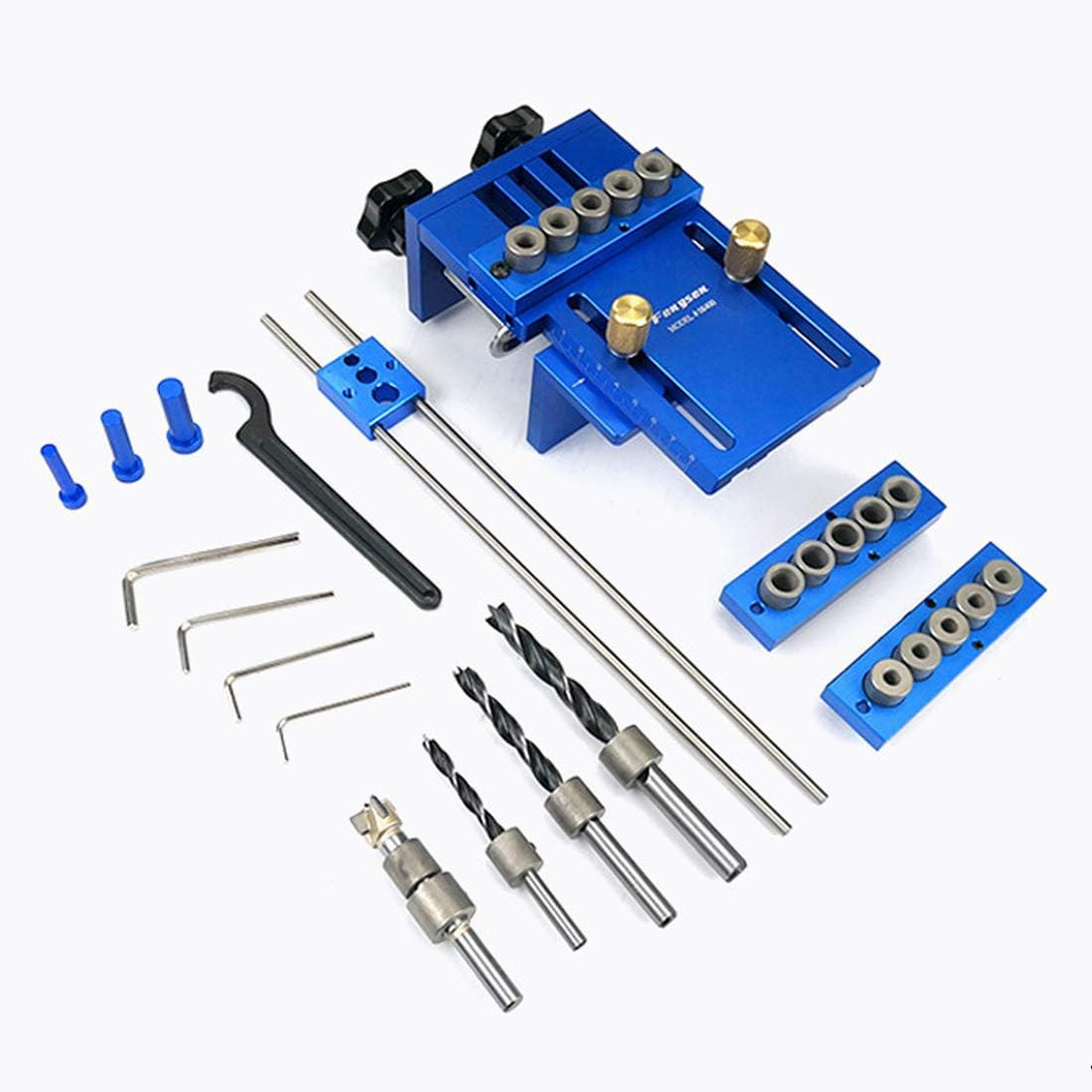 Adjustable Doweling Jig Kit with 5 Drill Sleeves for Precise Woodworking