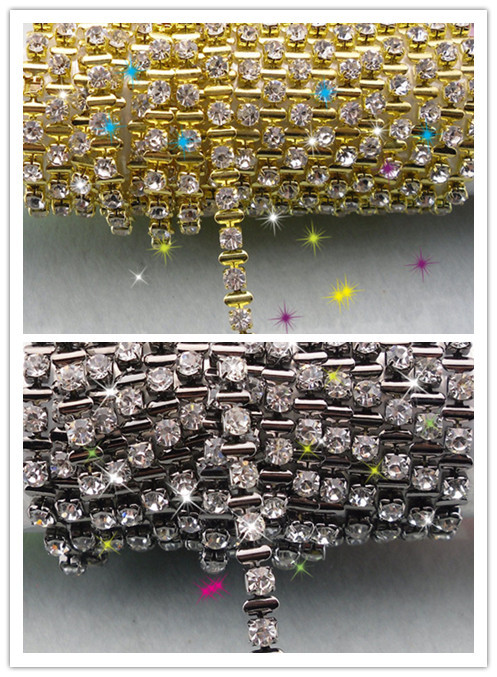 Diy SS16 Clear crystal glass rhinestone 4mm close chain trims Applique 1 yard