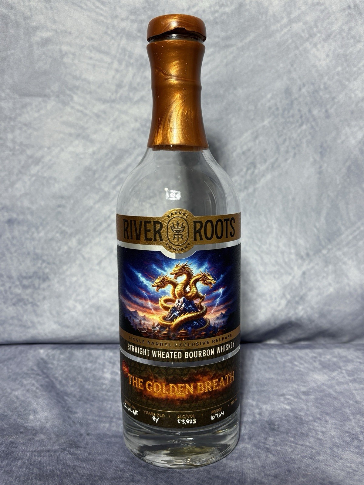 River Roots "The Golden Breath" Bourbon Whiskey Decorative Decanter Bottle