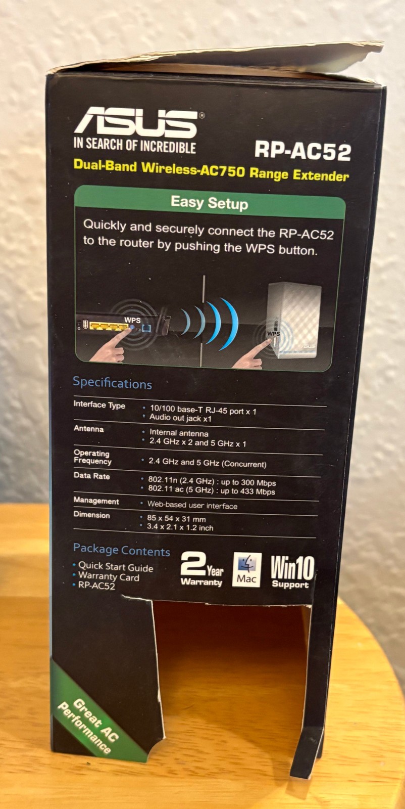 ASUS RP-AC52 Wireless-AC750 Range Extender Repeater Access Point Media Bridge