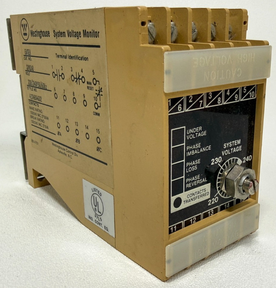 Westinghouse SVM2AB 208/240V 3P System Phase & Voltage Monitor 4324804G02 EWTEH