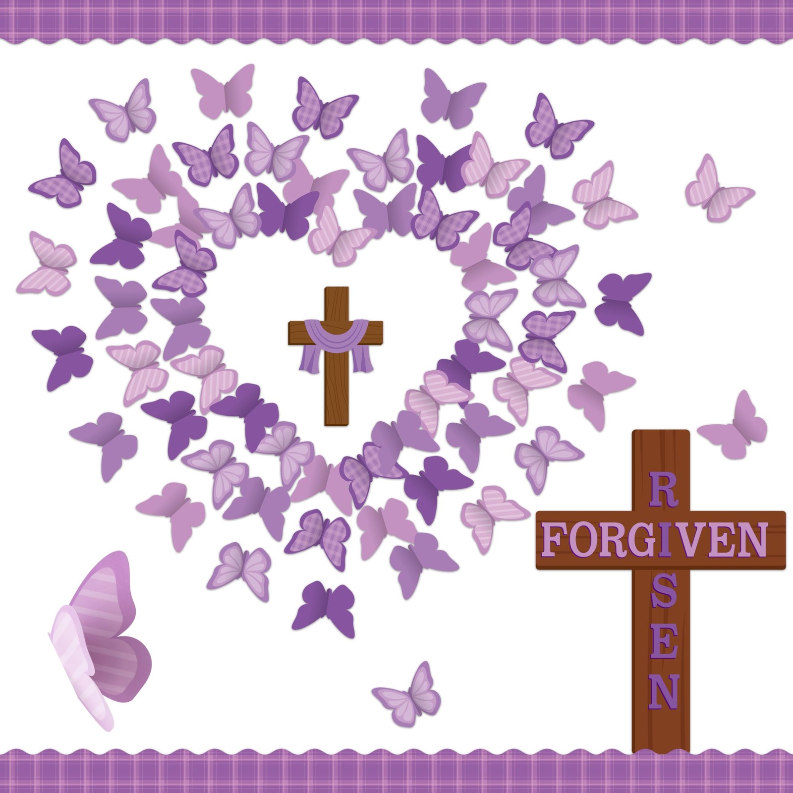 BeYumi Easter Cross Bulletin Board - 95Pcs Jesus Forgiven Risen Cross...