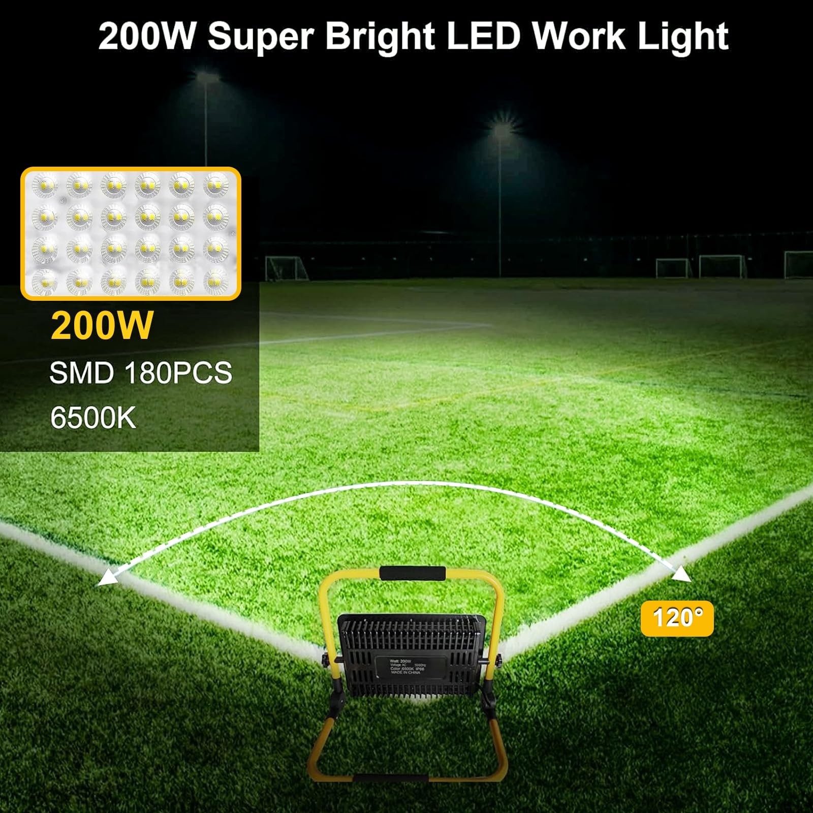 200W LED Work Light, 20000LM 6500K Work Lights on Stand, Portable Work Light,...