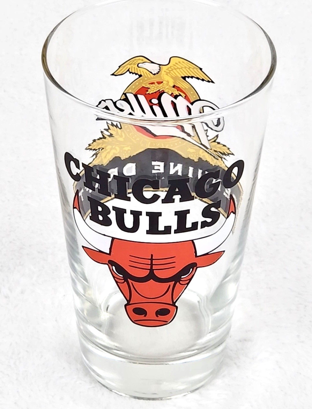 Vintage Miller Genuine Draft Chicago Bulls Beer Pint Glass Basketball NBA Bar