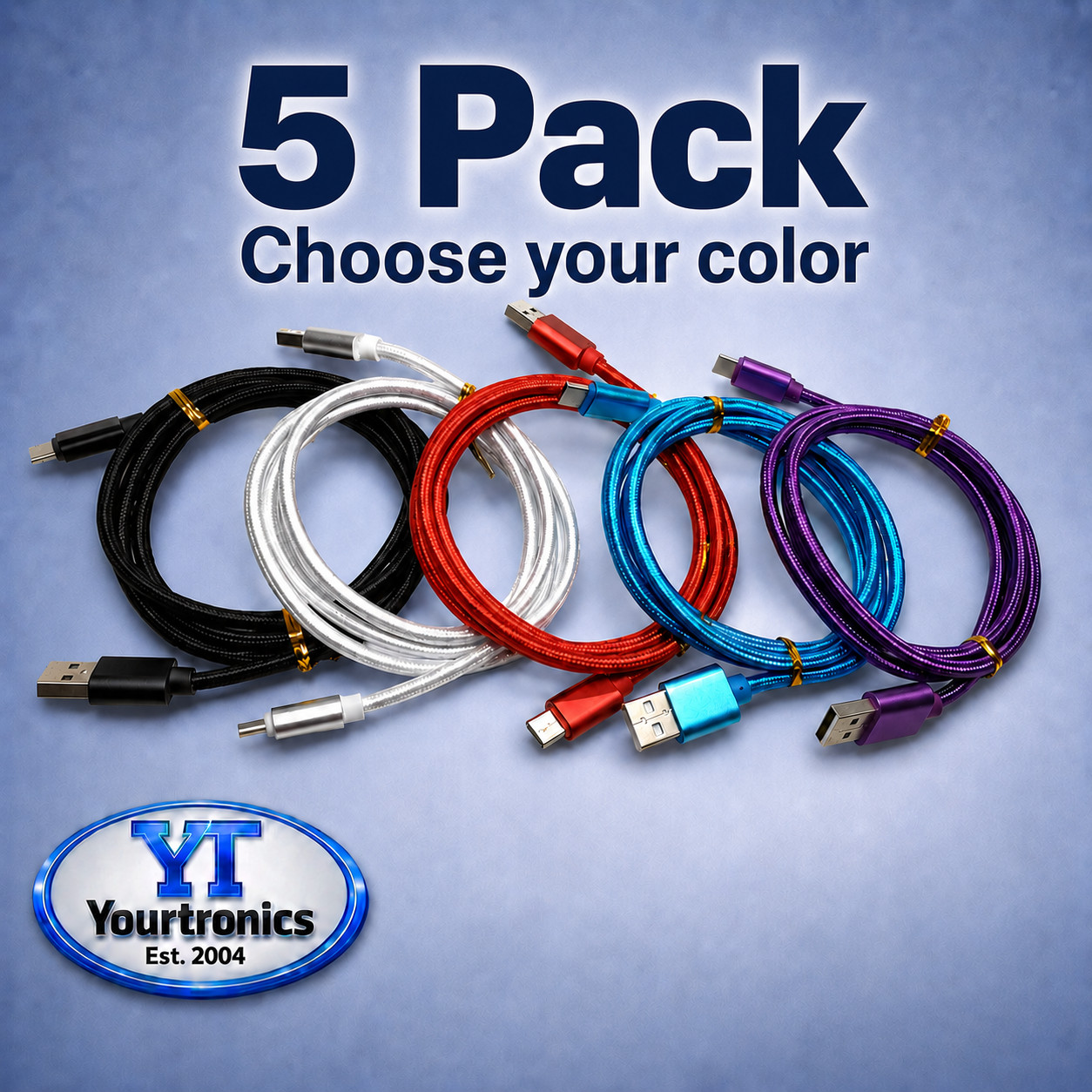5x Pack USB-C to USB-A Braided Cable Fast Charge Charging Cord Sync Type Charger