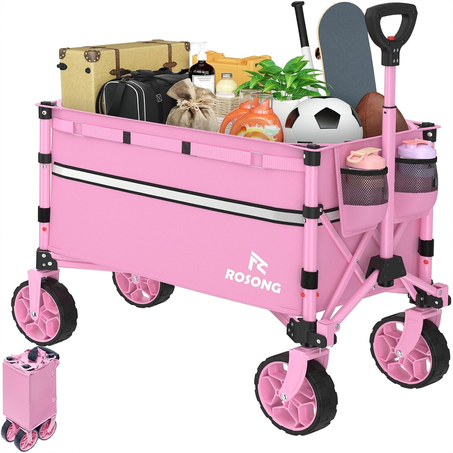 Collapsible Wagon Cart with Wheels Foldable - Folding Utility Heavy Duty