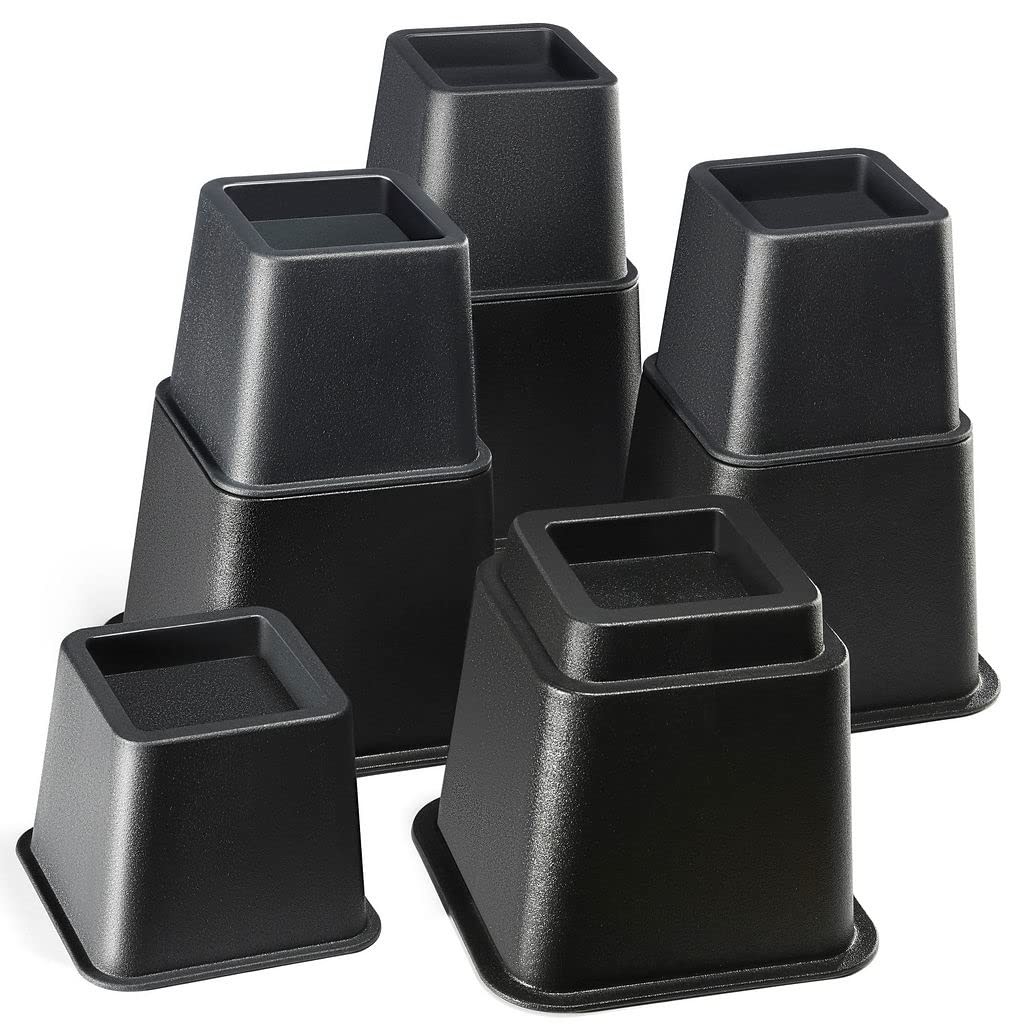 Adjustable Bed Risers Set of 4 Heavy Duty Furniture Lifts 3 5 8 Inch Heights