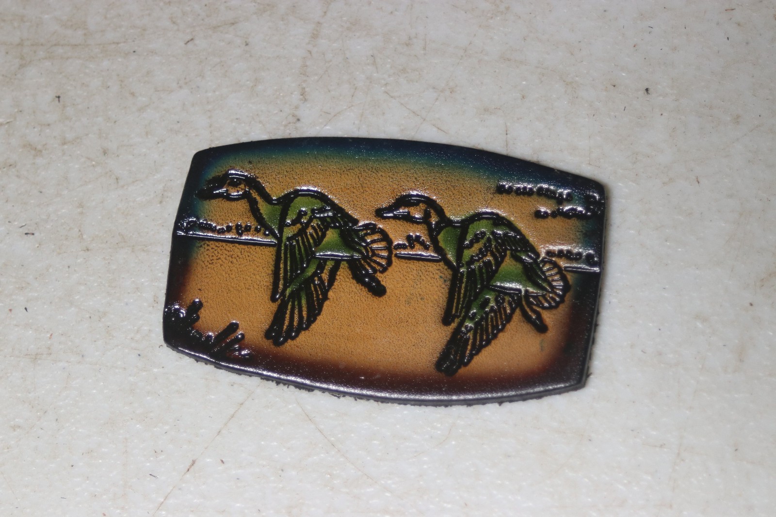 Lot of 10 Die Cut & Stamped 1-3/4 x 3 Inch Leather Pieces Ducks