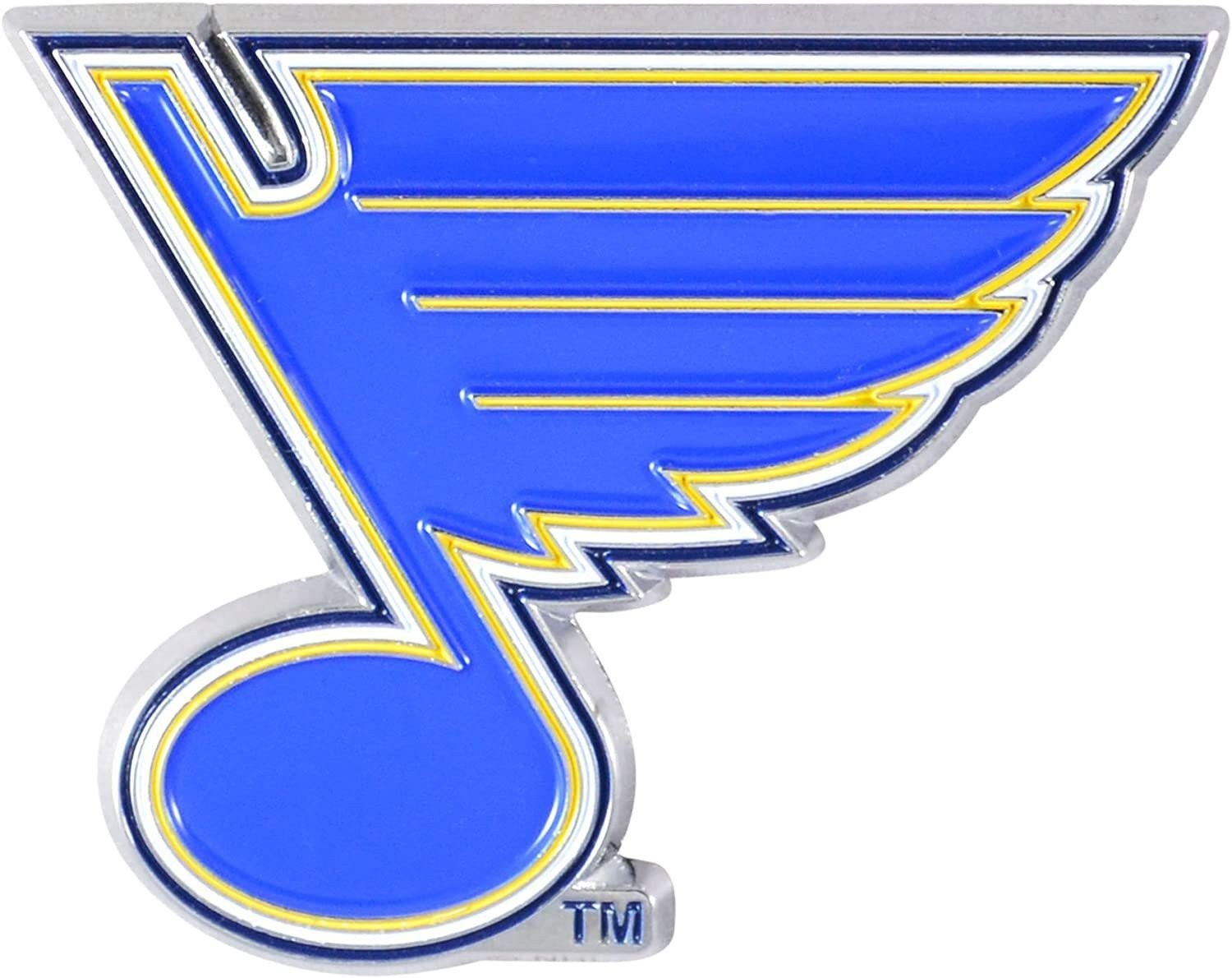 St Louis Blues Premium Solid Metal Raised Auto Emblem, Shape Cut, Adhesive Backi