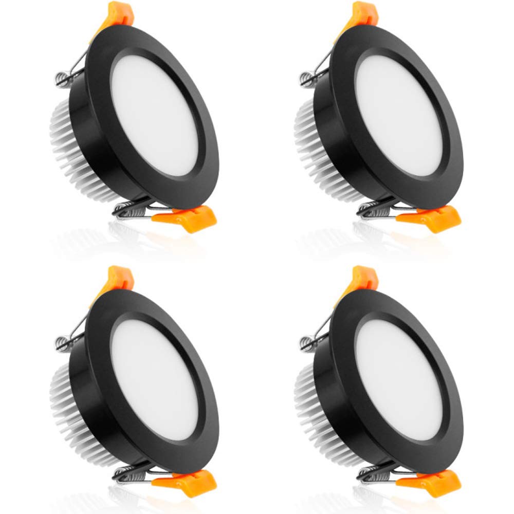 YGS-Tech 2 Inch LED Recessed Lighting, 4 Pack (Black), 5000k (Daylight White)