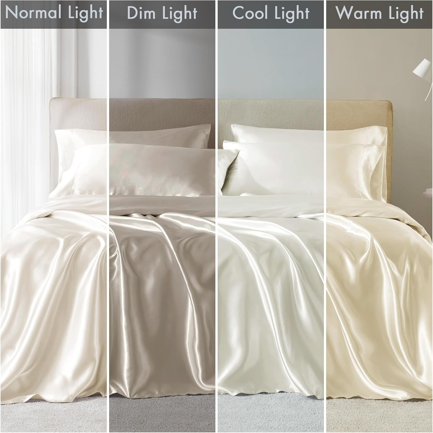 Essentials Polyester Satin 6 Piece Sheet Set with Ivory MPE20-904, Queen