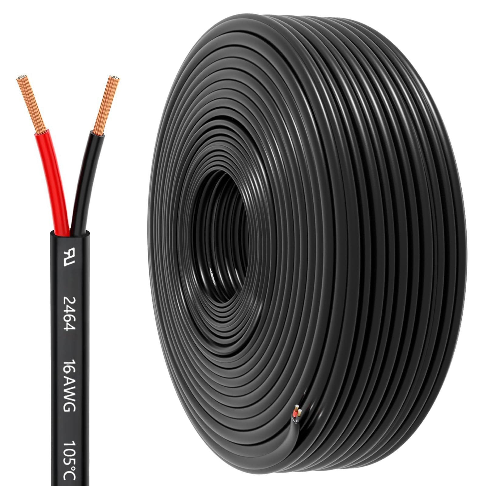 16 Gauge Wire 2 Conductor Electrical Wire, 16 AWG 1.309mm² 30FT, 16AWC