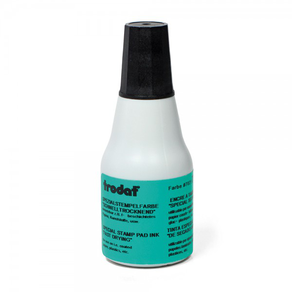 Trodat 7021 Fast Drying Non-Porous Stamp Ink, 2/3 ounce Bottle, BLACK INK