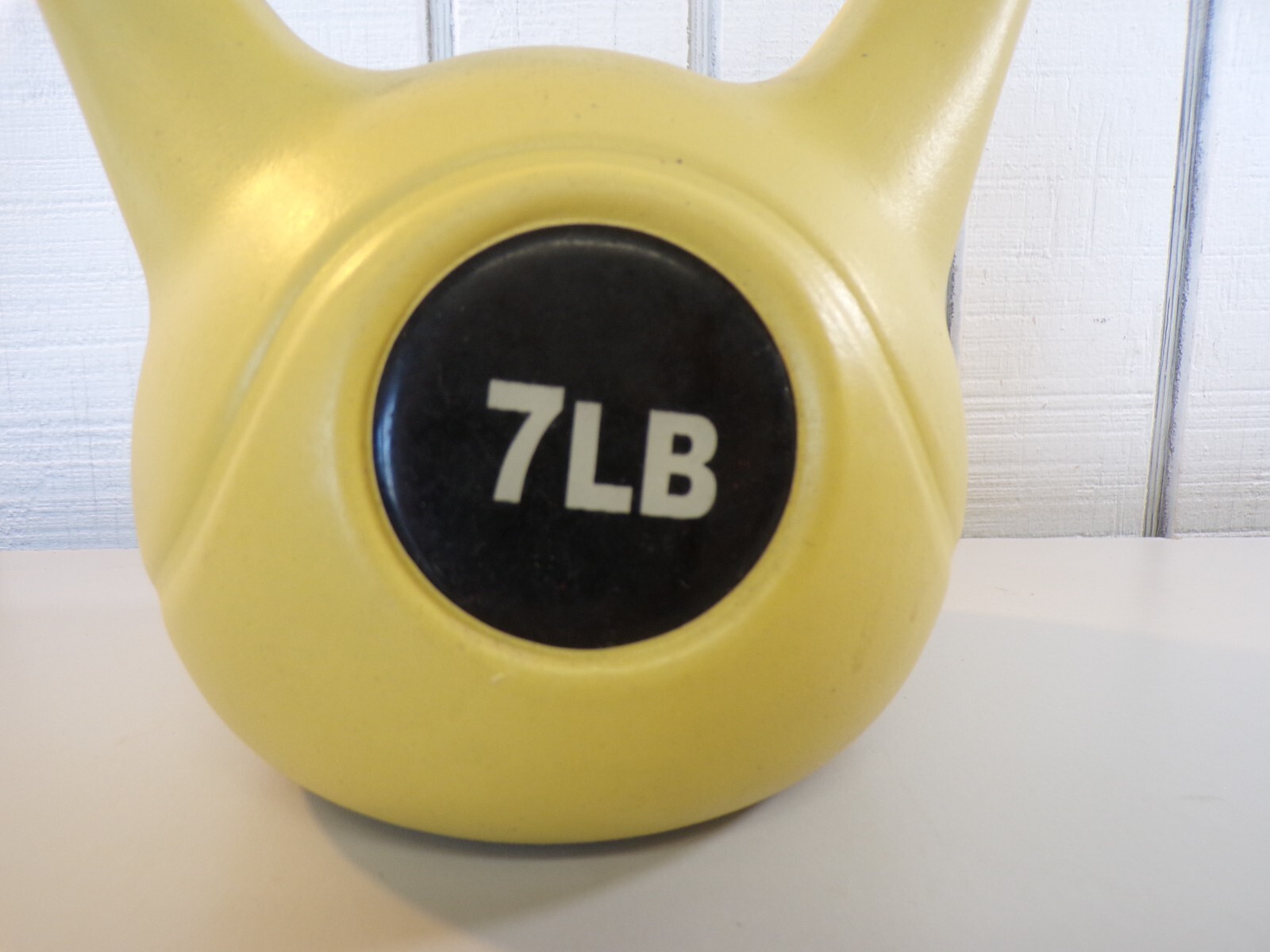7Lbs Kettlebell Vinyl Coated Yellow Kettle Bell Exercise Strength Training