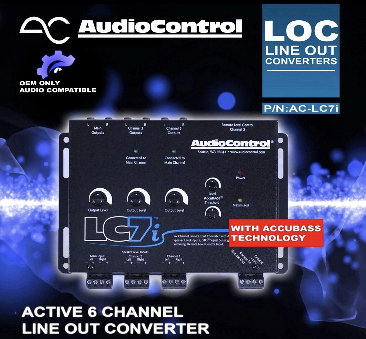 AudioControl LC7i 6-Channel Line Output Converter w/ AccuBASS Factory Sealed New