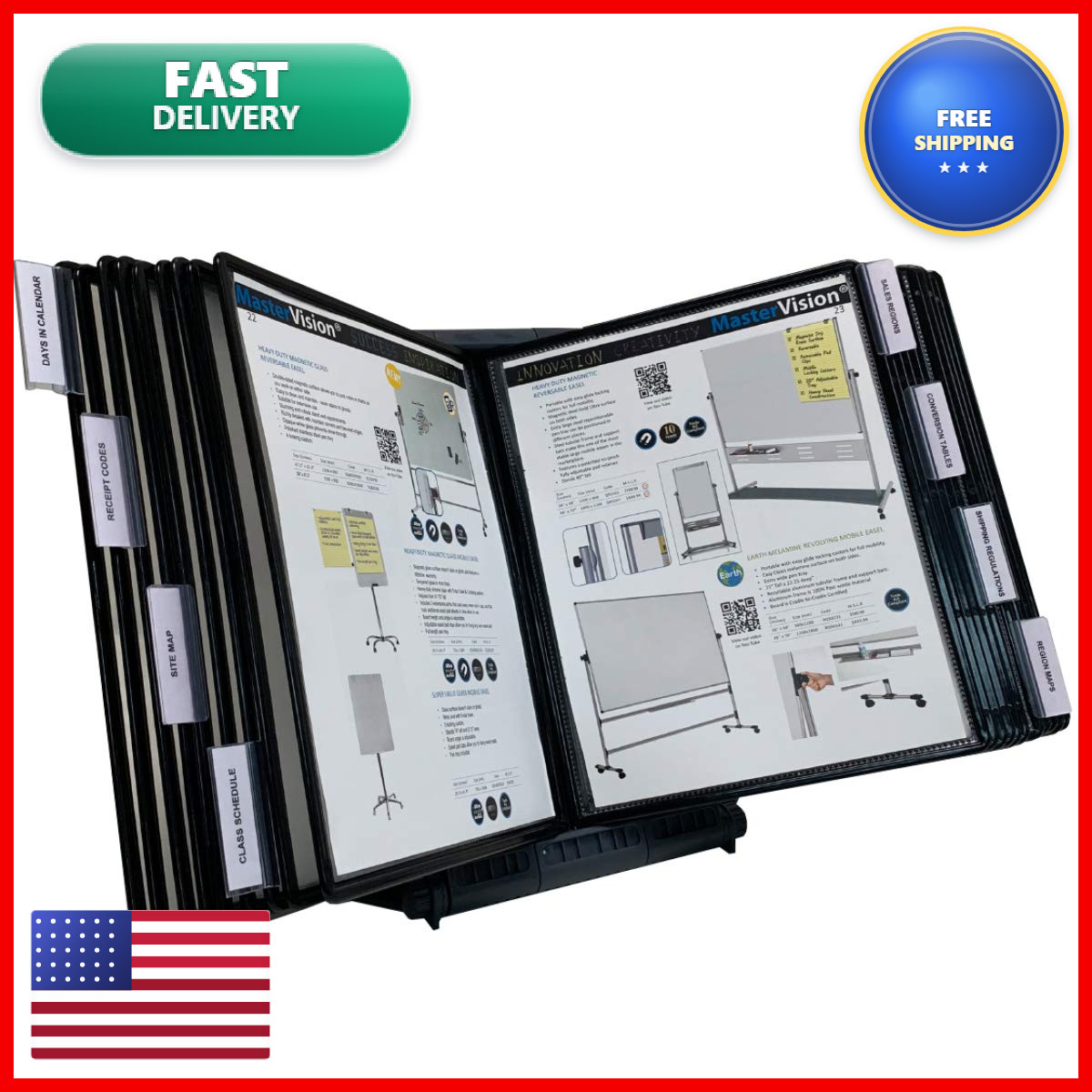 Ultimate Office Adjustaview 20-Pocket Desk Reference Organizer Easy-Load