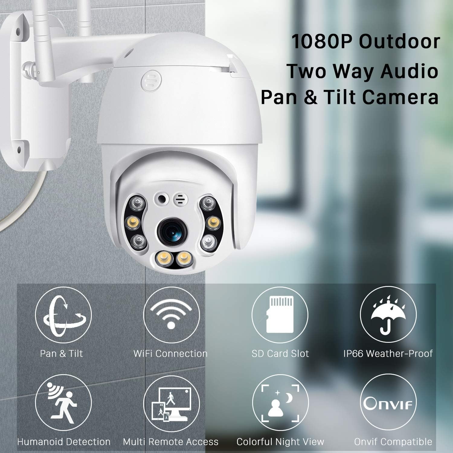 Enhanced 360° Outdoor WiFi Security Camera - Full HD, Night Vision & Flood Light