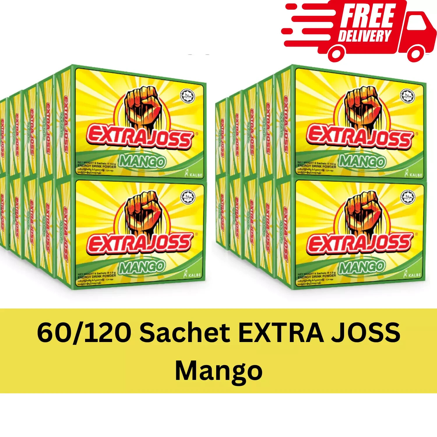 60 or 120 Sachet Extra Joss Energy Boost Drink Powder Manga Flavor Free Shipping