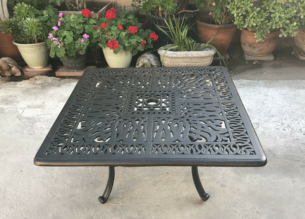 Patio coffee table sqaure 36" Elisabeth cast aluminum outdoor garden furniture