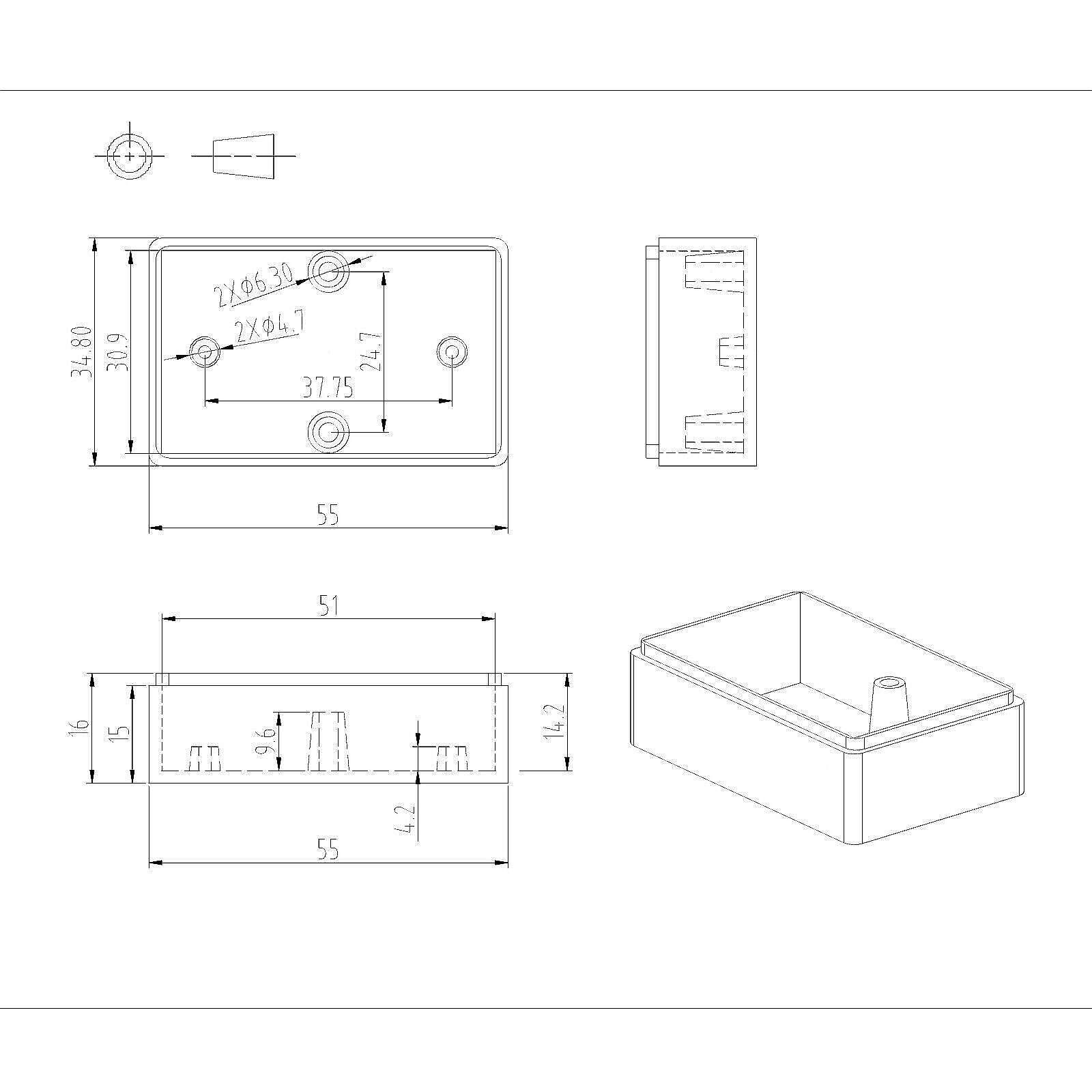 Project Box DIY Plastic Enclosure Case, Black, 55x35x20mm, 6 Boxes with screws