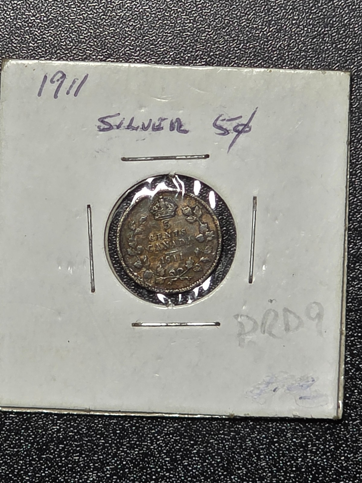 1911 Canada George V Silver 5 Cents #DR9