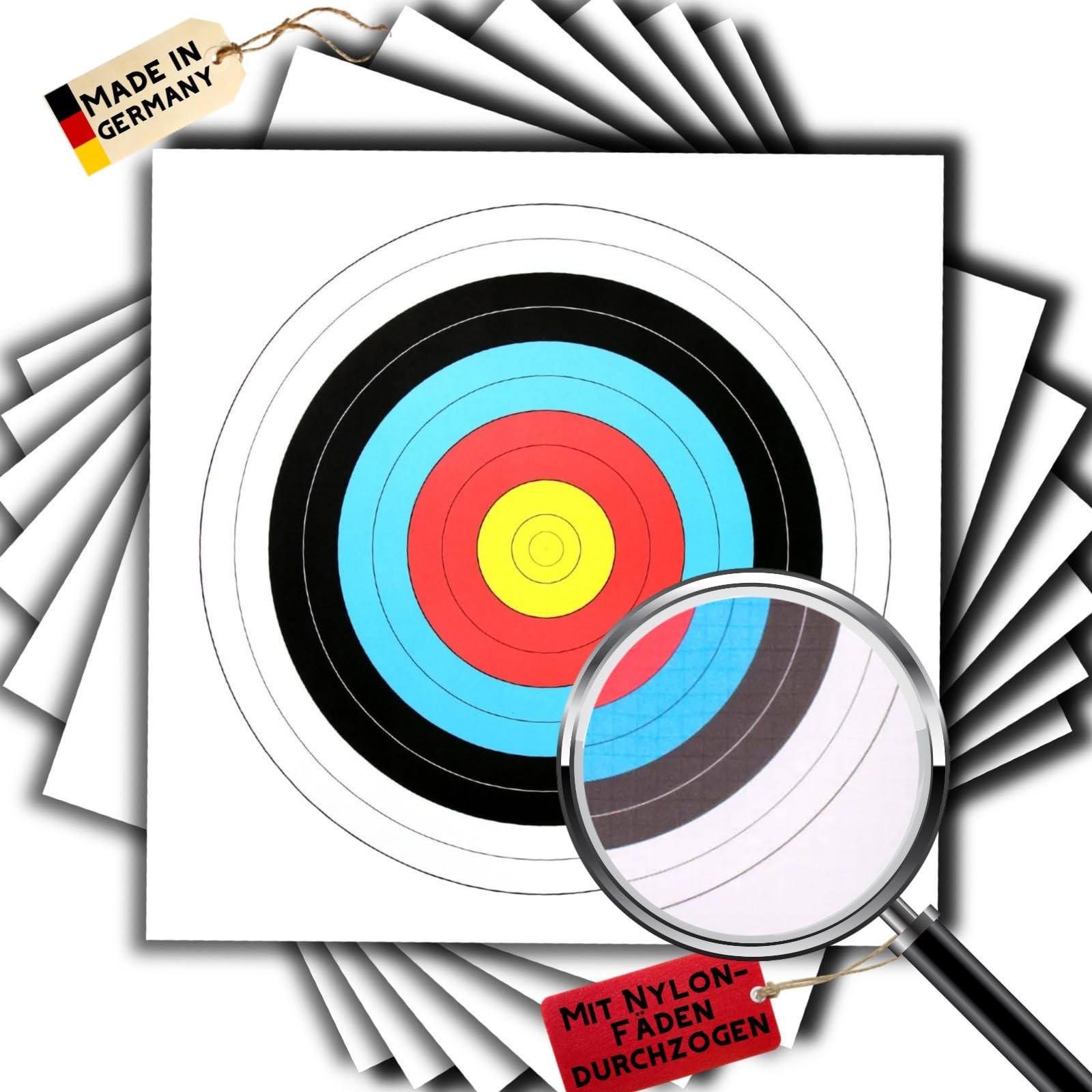 20 pieces target pads according to FITA dimensions with nylon threads Ø 60 cm arch...