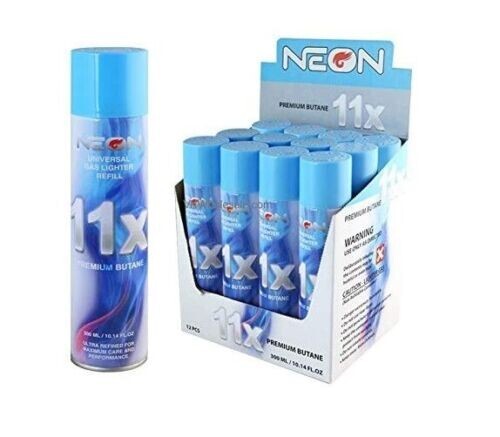 12 Can Neon 11X Refined Butane Lighter Gas Fuel Refill 300 mL 10.14 oZ Universal