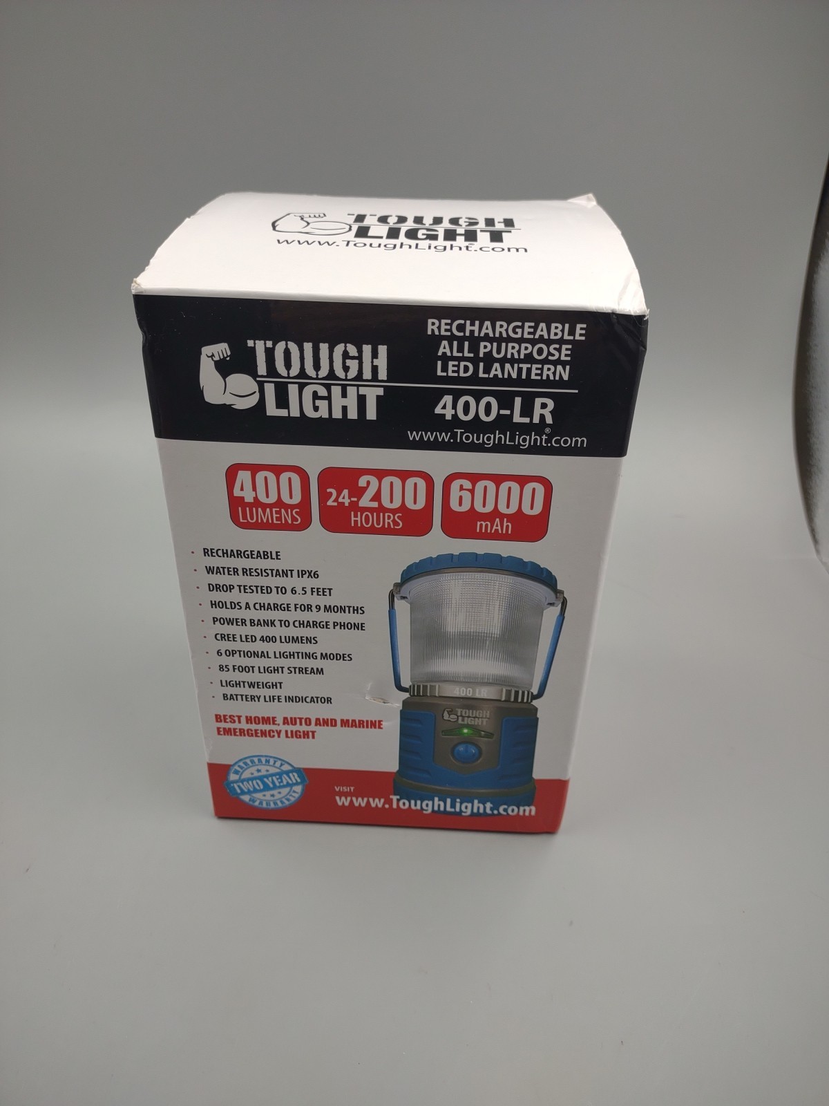 Tough Light Rechargeable All Purpose LED Lantern 400-LR ~ 400 Lumens ~ Blue/Gray
