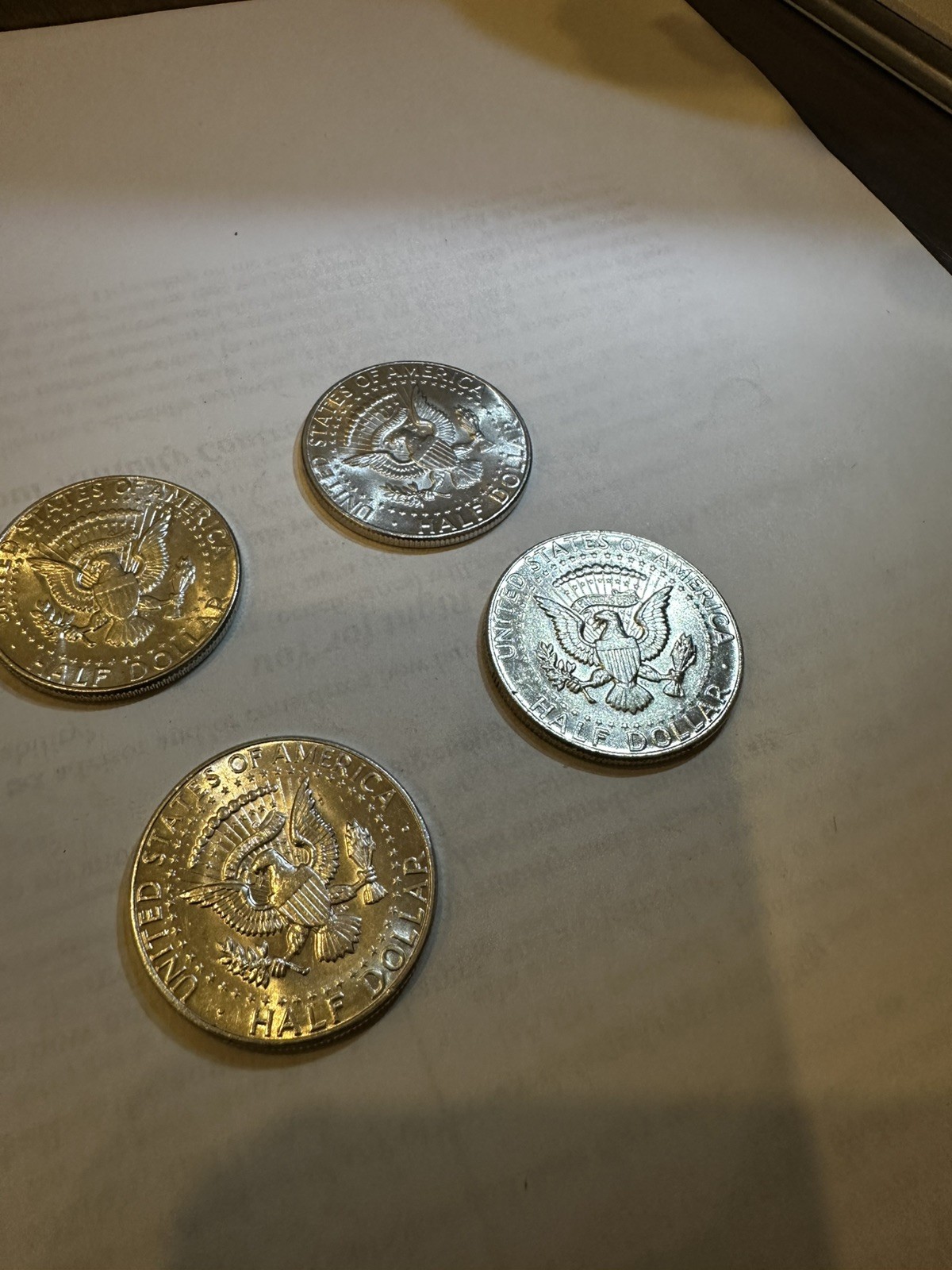 4 Kennedy Half Dollars 90% Silver Lot Of 4 1964 brilliant gorgeous bright