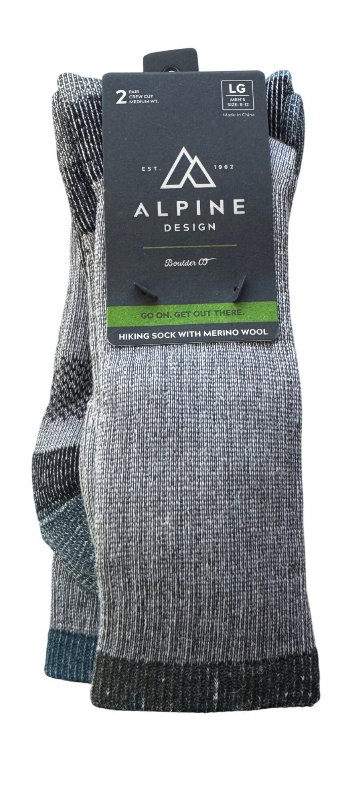 2- Alpine Design Hiking Wool Size Large 8-12 Crew NWT Men's