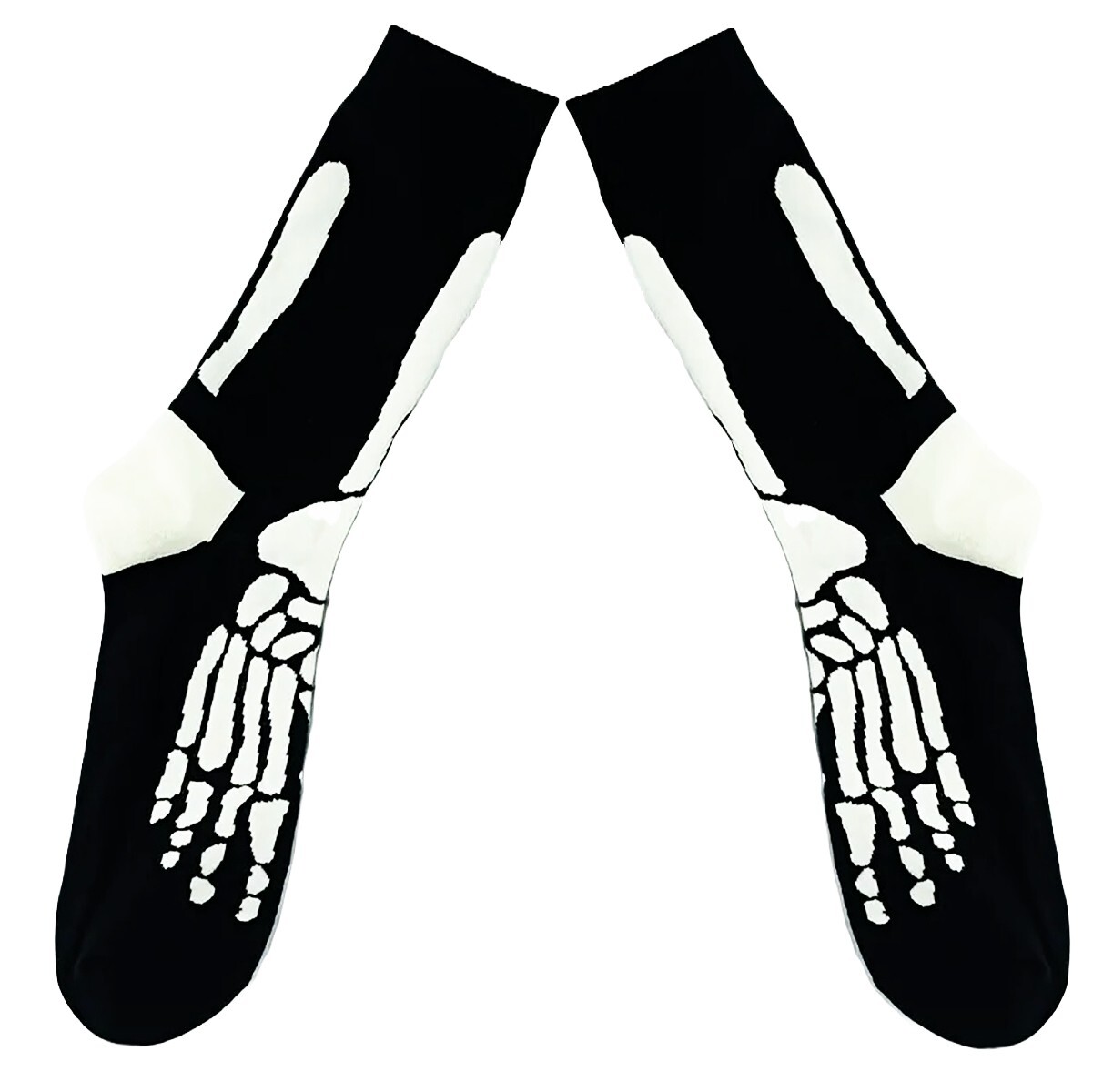 Funky Retro Black SKELETON FEET BONE CREW SOCKS Novelty Cosplay Goth Punk Unisex