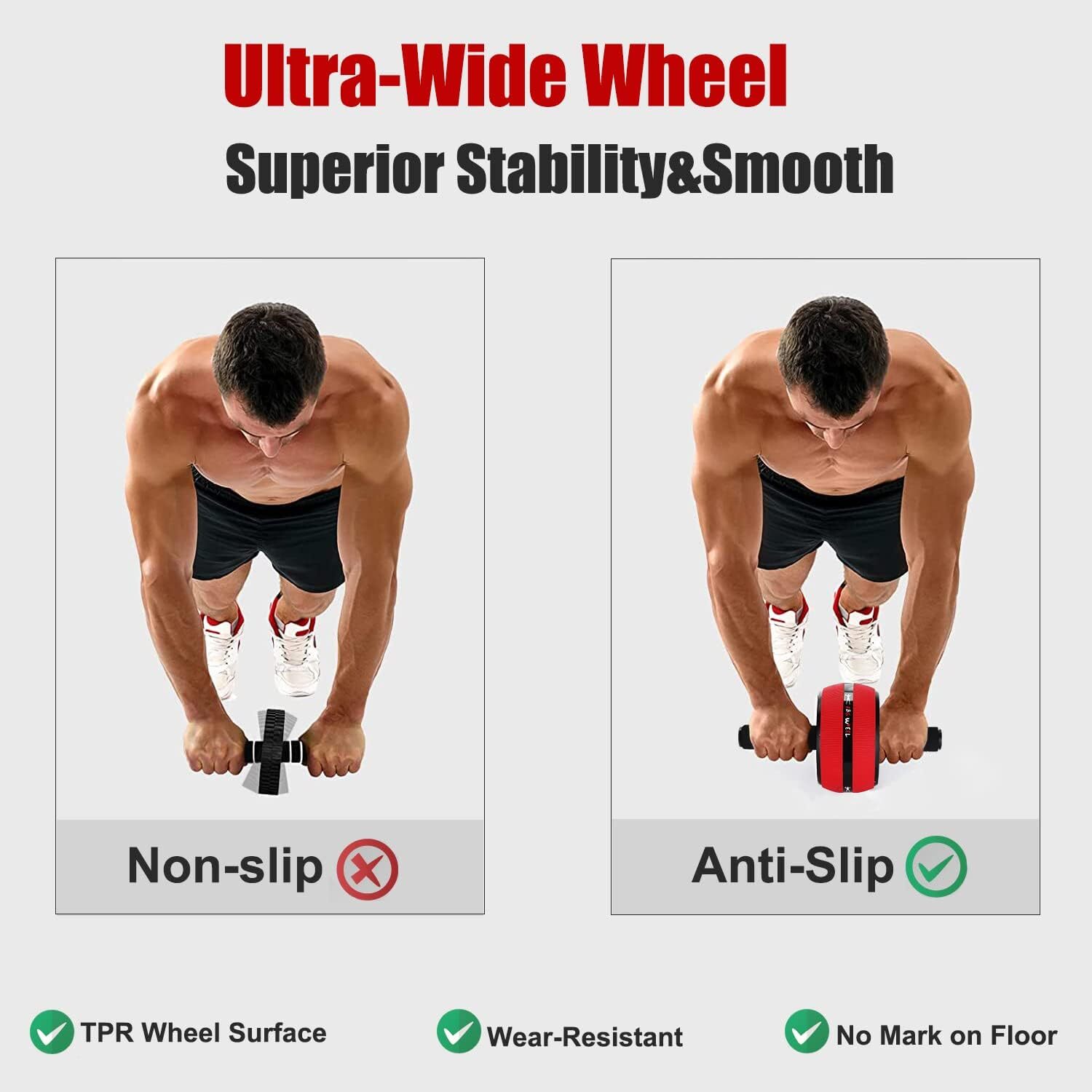 Ultra Wide Ab Wheel With Knee Pads Portable Core Trainer For Abs And Stability