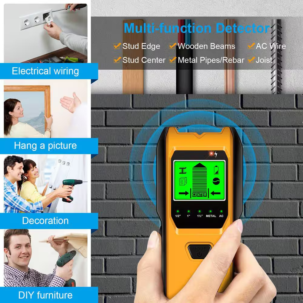 5 in 1 Multifunction Wall Scanner Stud Finder with Upgraded Smart Sensor HD LCD