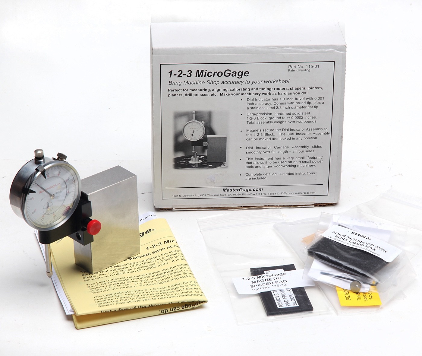 1-2-3 MicroGage Ultra-Precision Block W/On-Board Dial Indicator