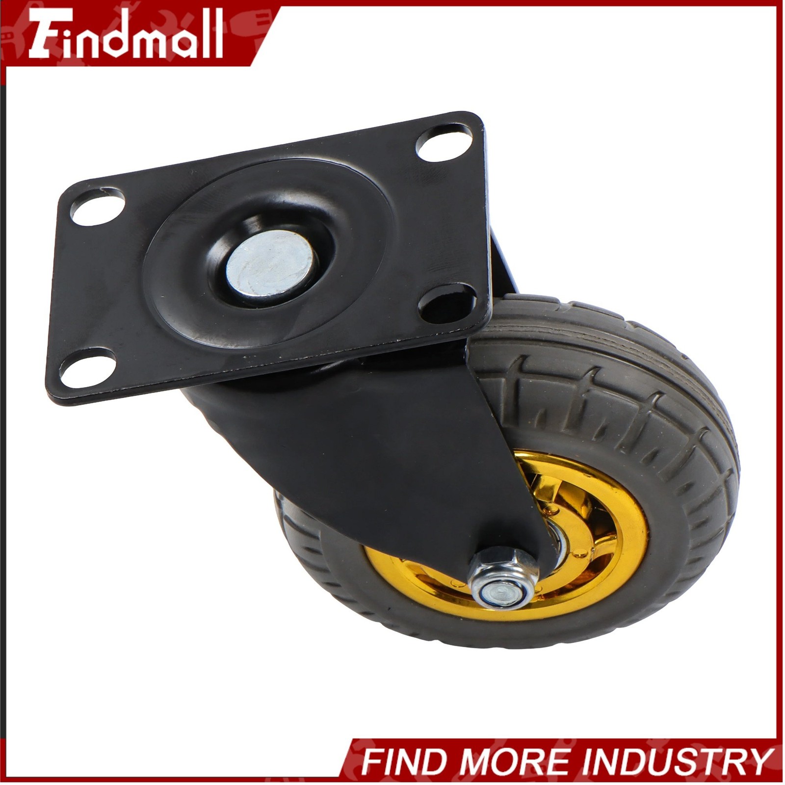 Findmall 4 Pack Universal Casters Rubber Non-Marking 4" Swivel Casters Wheels