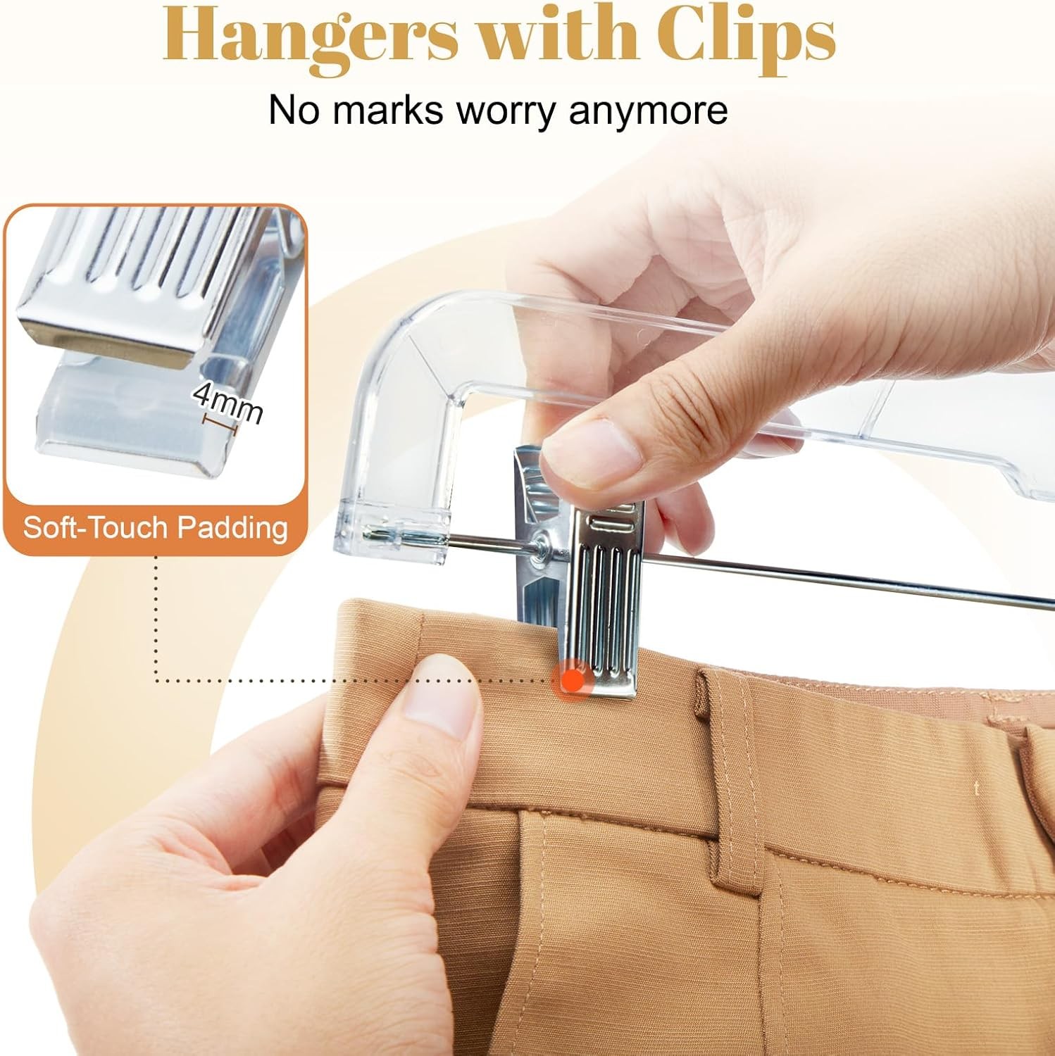 50-piece set of dress hangers, pants hangers (with clips),transparent plastic