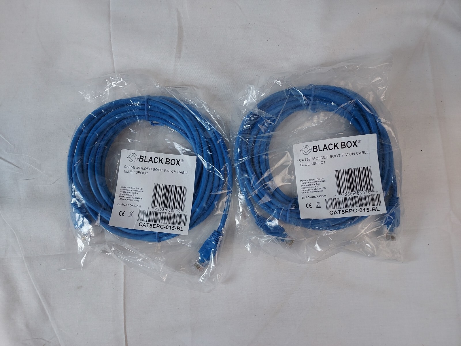2 pack Black Box Cat5e Value Line Patch Cable, Stranded, Blue, 15-ft. [4.5-m] -