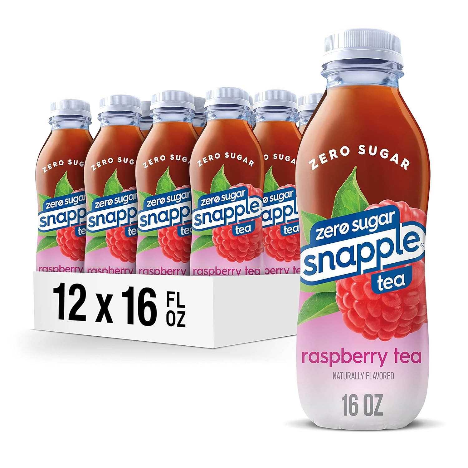 Snapple Zero Sugar Raspberry Tea, 16 fl oz recycled 16 (Pack of 12)