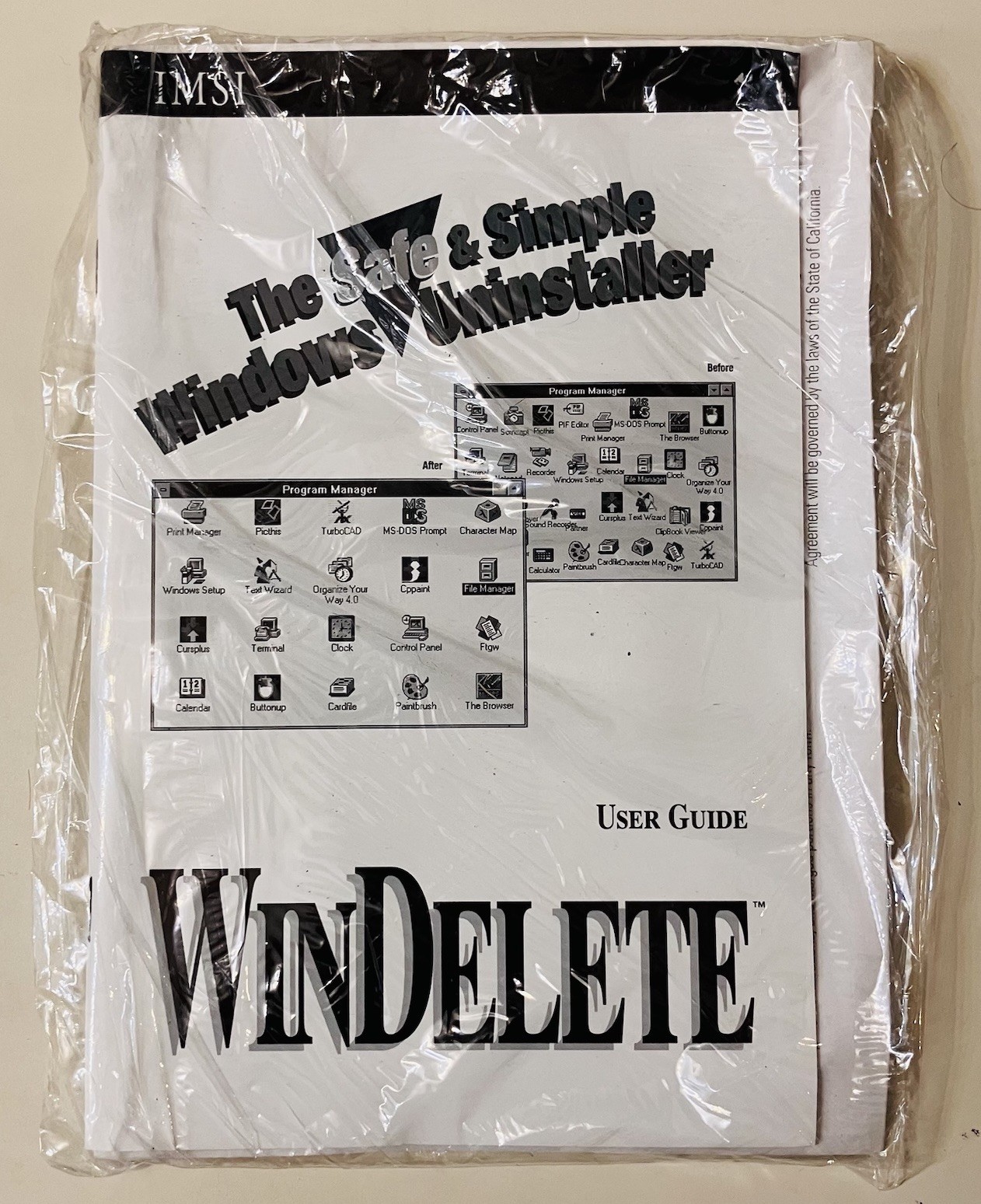 Factory Sealed WinDelete 1994 IMSI Vintage Windows Uninstaller Software w/Manual