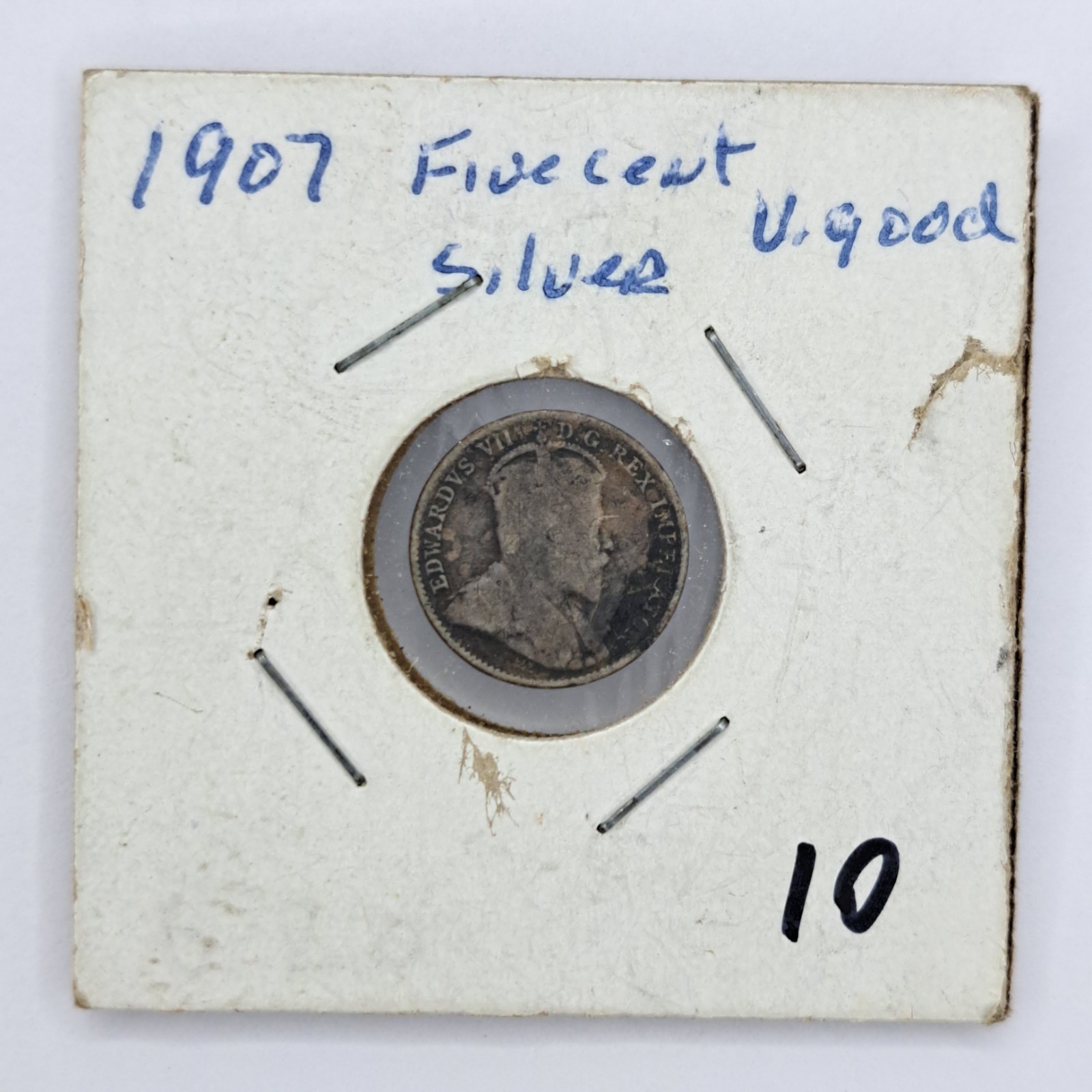 1907 Canada Five Cents Silver Coin King Edward VII Free Shipping #SA14