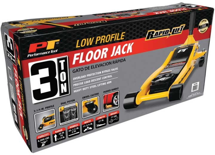 Performance Tool W1626 3-Ton Rapid Lift Low Profile Floor Jack