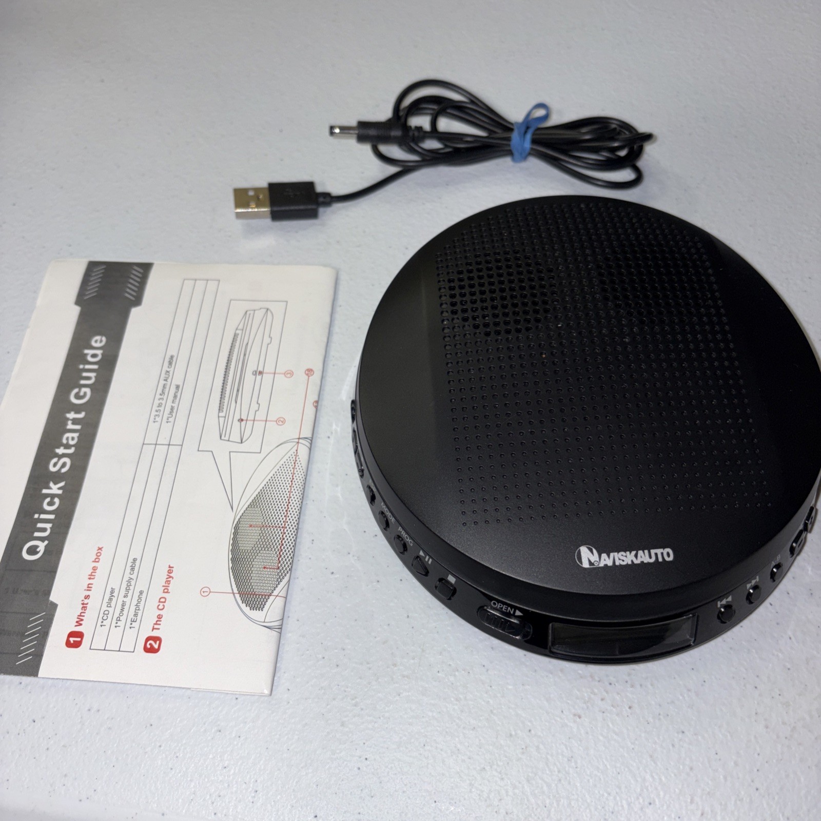 Naviskauto Portable CD Player BQ0254B - Built-in Speakers With Cord & Manual